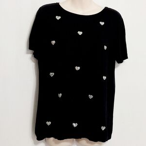 🔵BOGO FREE🔵 Elle Sweater Top Sparkly Hearts Sz L